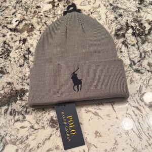 Ralph Lauren Gray Knit Beanie..large black pony
NWT